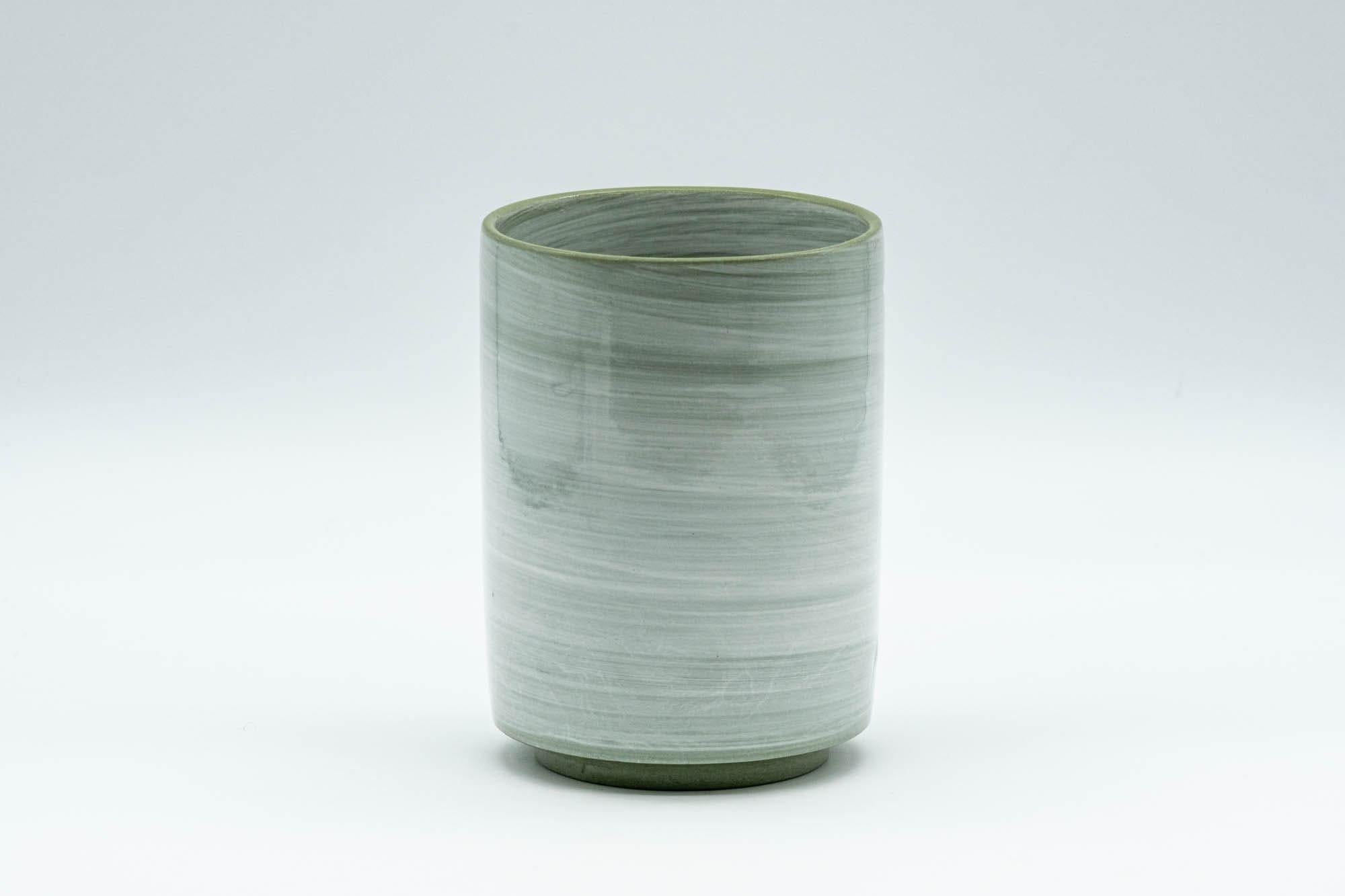 Japanese Teacup - Green Floral Tsutsu-gata Yunomi - 150ml