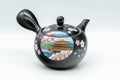 Japanese Kyusu - 金閣寺 Kinkakuji and Cherry Blossom Black Kurodei Teapot - 350ml