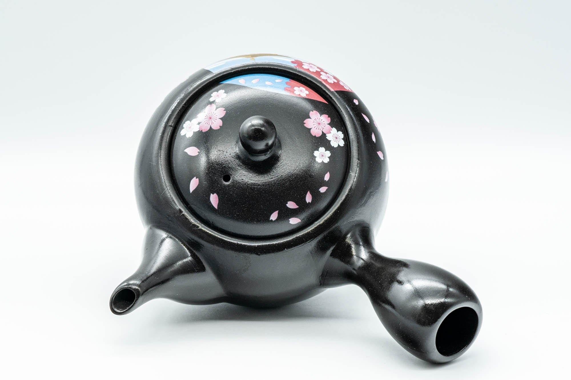 Japanese Kyusu - 金閣寺 Kinkakuji and Cherry Blossom Black Kurodei Teapot - 350ml