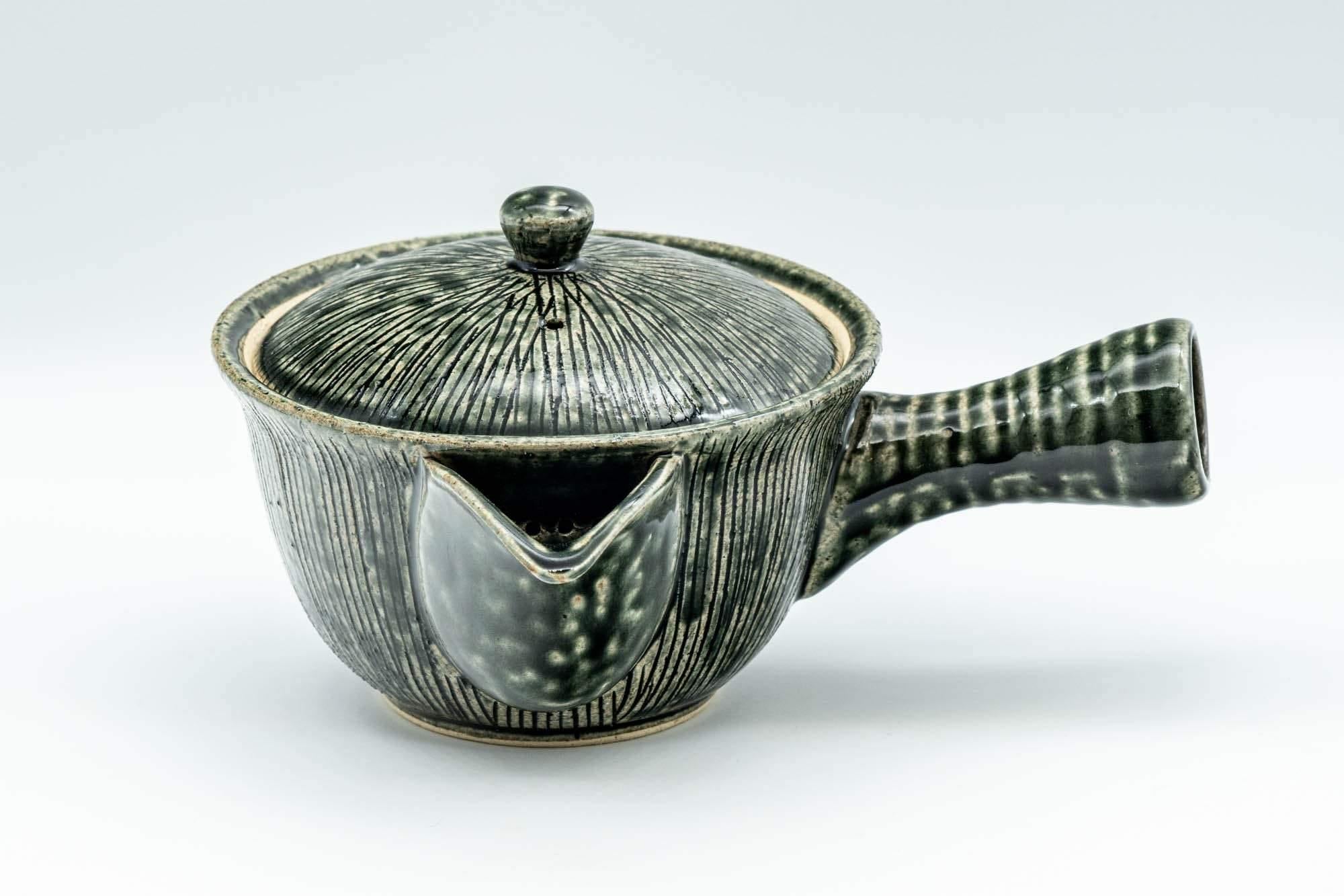 Japanese Kyusu - Green Striped Houhin-style Teapot - 275ml