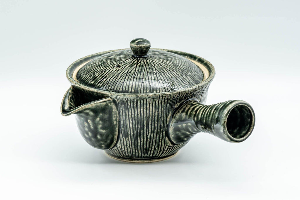 Japanese Kyusu - Green Striped Houhin-style Teapot - 275ml