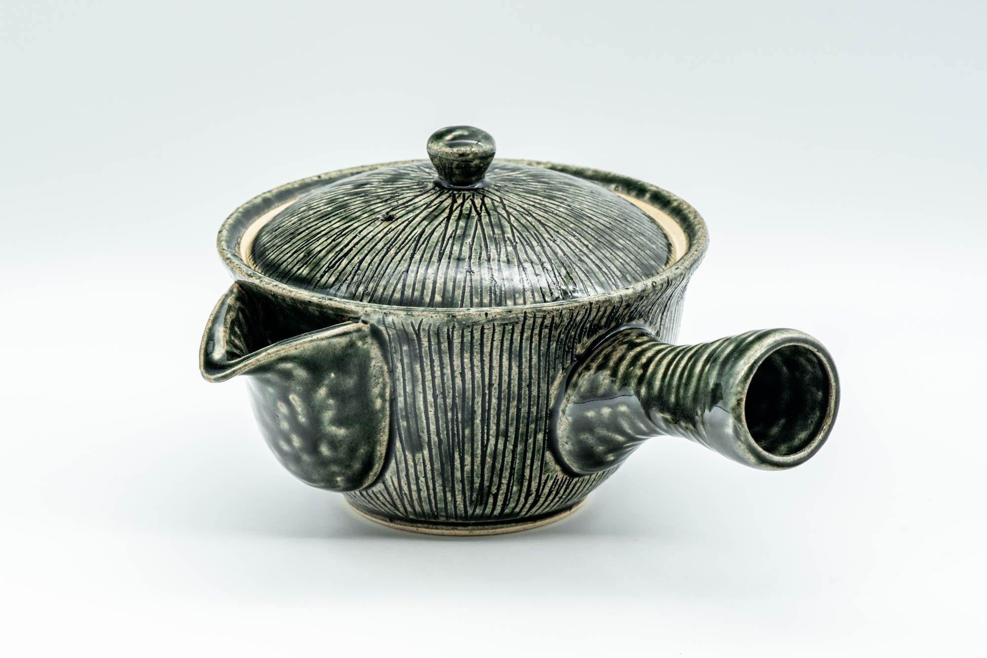 Japanese Kyusu - Green Striped Houhin-style Teapot - 275ml