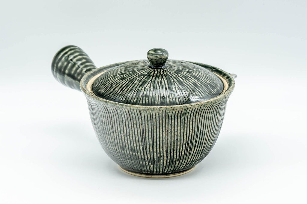 Japanese Kyusu - Green Striped Houhin-style Teapot - 275ml