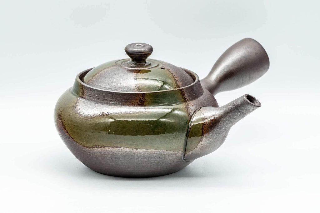 Japanese Kyusu - 萬古焼 Obi-ami Banko-yaki Teapot with Green Ash Glaze - 350ml