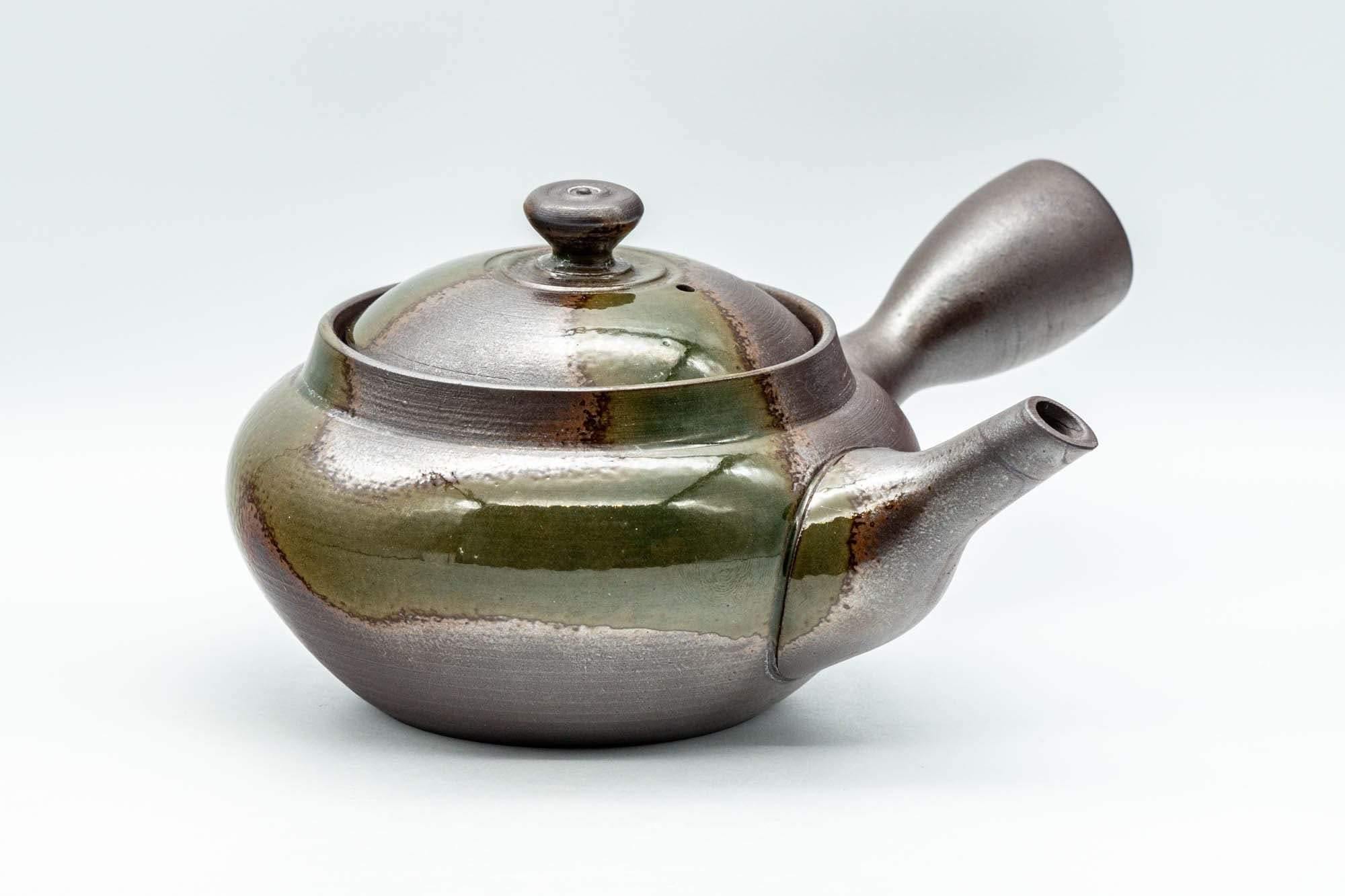 Japanese Kyusu - 萬古焼 Obi-ami Banko-yaki Teapot with Green Ash Glaze - 350ml