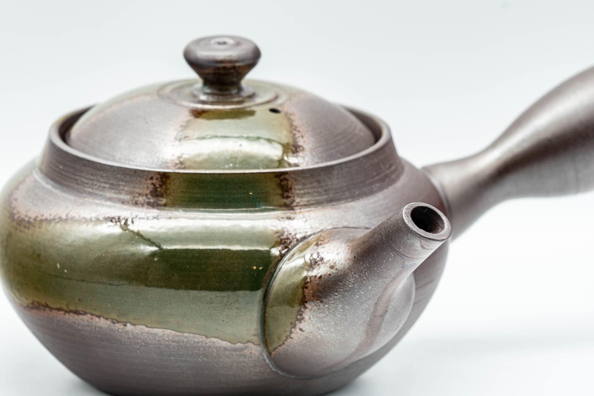 Japanese Kyusu - 萬古焼 Obi-ami Banko-yaki Teapot with Green Ash Glaze - 350ml