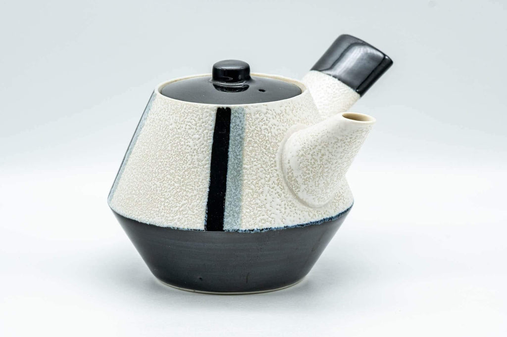 Japanese Kyusu - Black and White Striped Trapezoidal Debeso Teapot - 400ml
