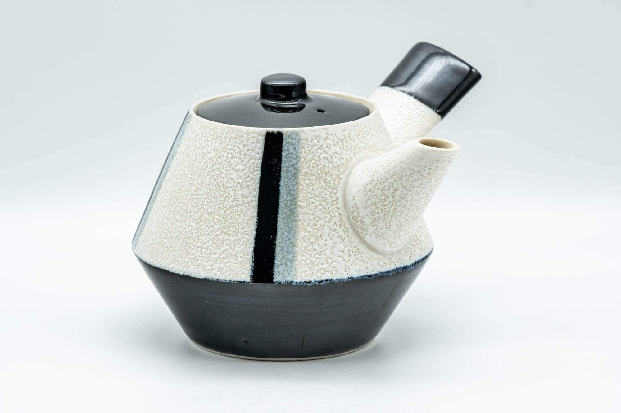 Japanese Kyusu - Black and White Striped Trapezoidal Debeso Teapot - 400ml