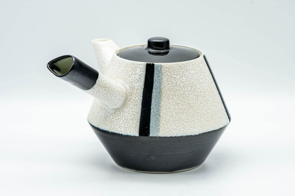 Japanese Kyusu - Black and White Striped Trapezoidal Debeso Teapot - 400ml