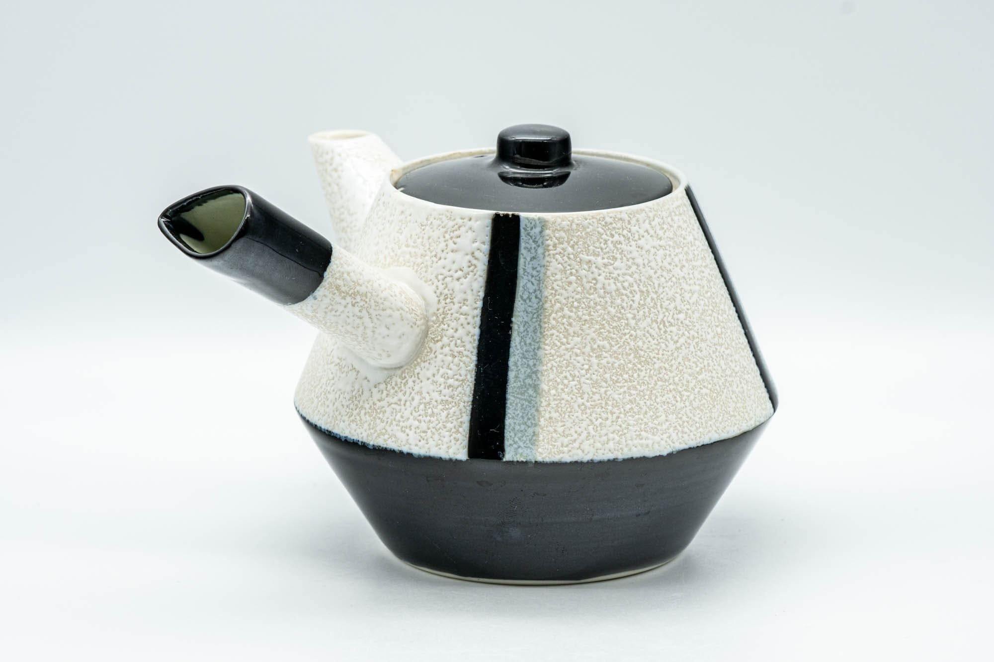 Japanese Kyusu - Black and White Striped Trapezoidal Debeso Teapot - 400ml