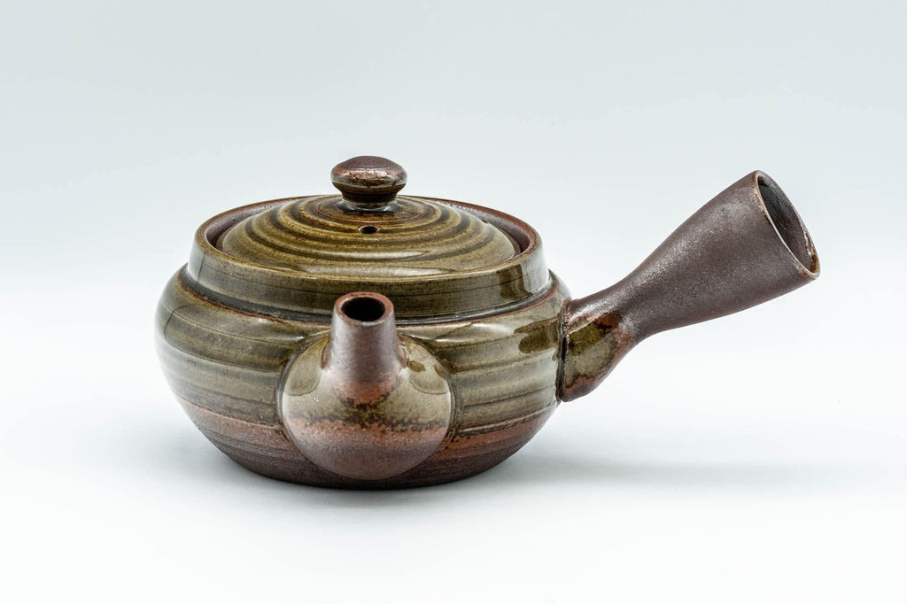 Japanese Kyusu - 萬古焼 Green Ash Glazed Banko-yaki Teapot - 250ml
