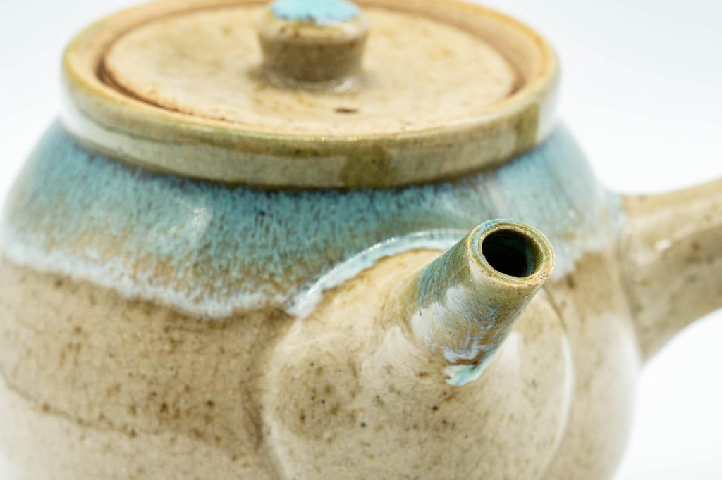 Japanese Kyusu - 上野焼 Turquoise Drip Glazed Agano-yaki Teapot - 325ml
