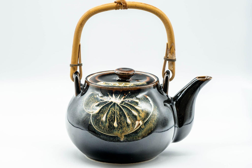 Japanese Dobin - Black Floral Debeso Top-Handle Teapot - 600ml