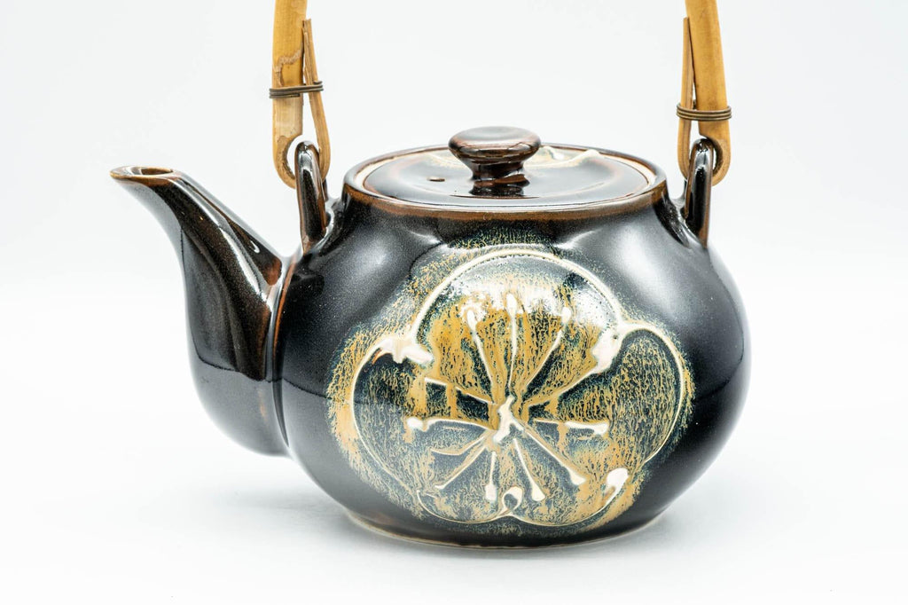 Japanese Dobin - Black Floral Debeso Top-Handle Teapot - 600ml
