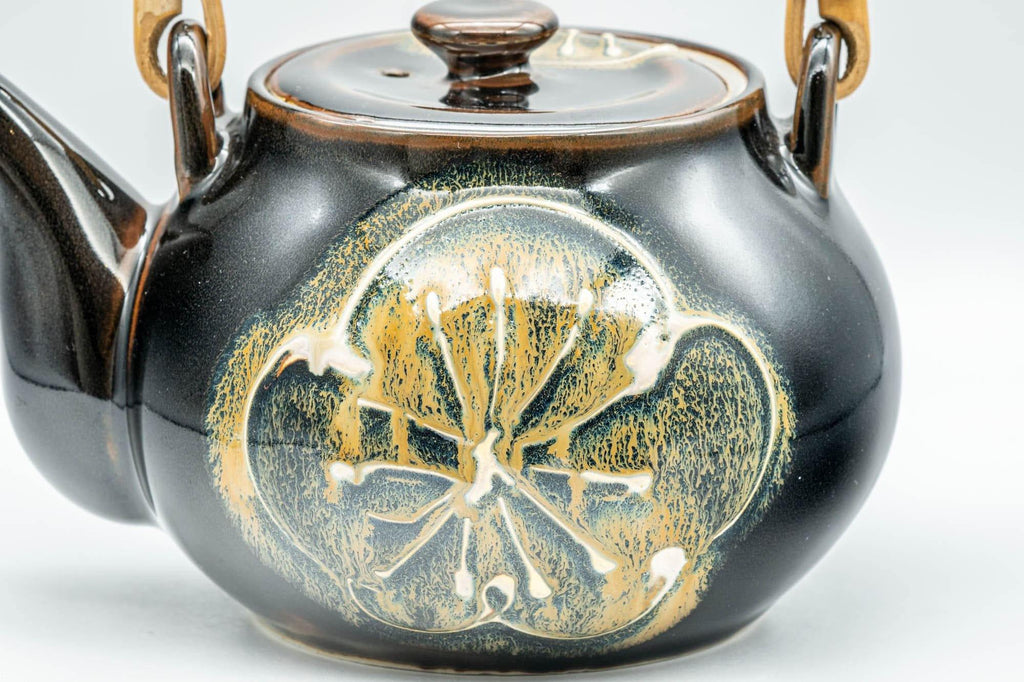 Japanese Dobin - Black Floral Debeso Top-Handle Teapot - 600ml