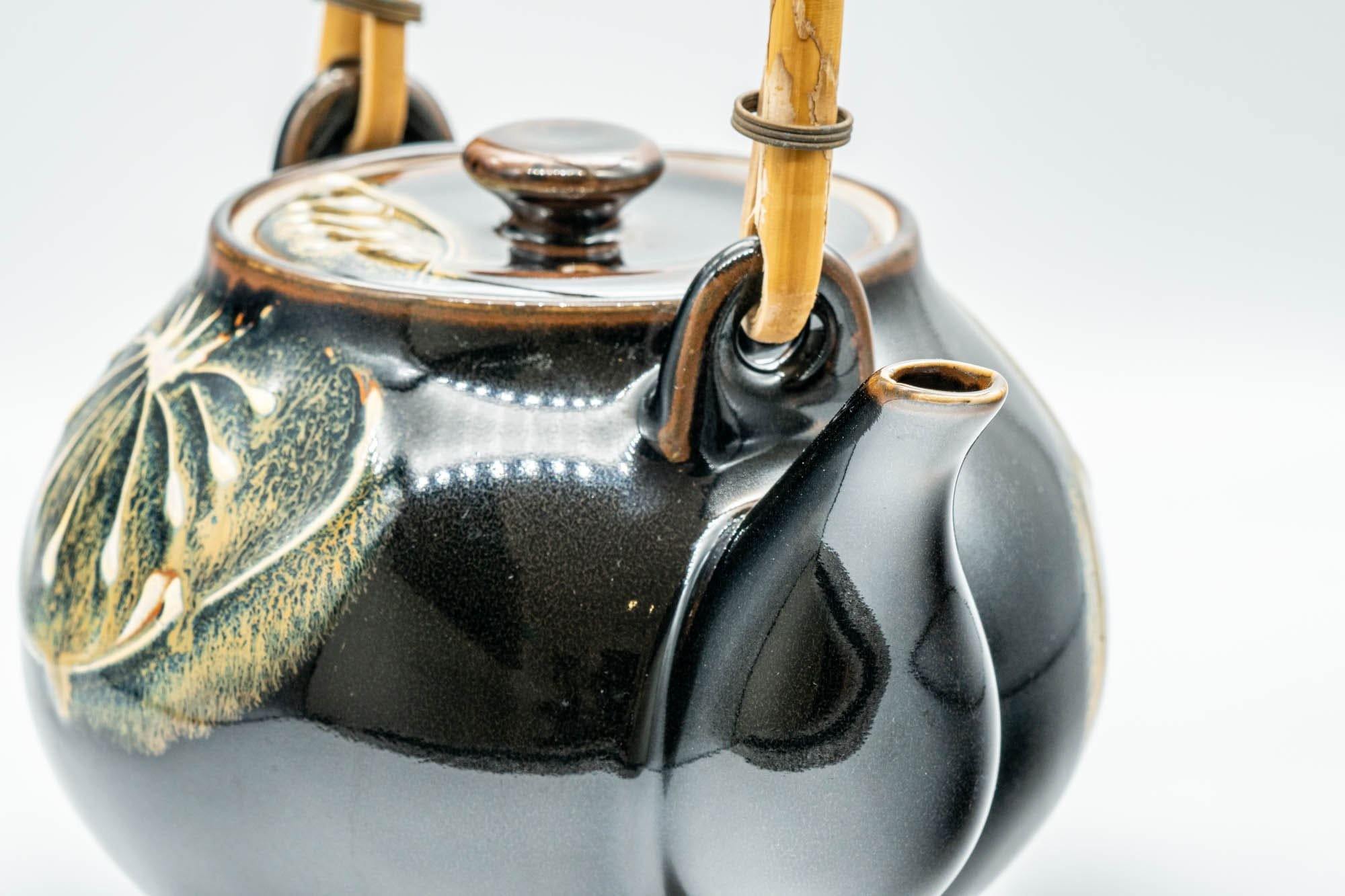 Japanese Dobin - Black Floral Debeso Top-Handle Teapot - 600ml