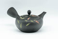 Japanese Kyusu - 昭萌 Shohou Koie Floral Kurodei Tokoname-yaki Obi-ami Teapot - 250ml
