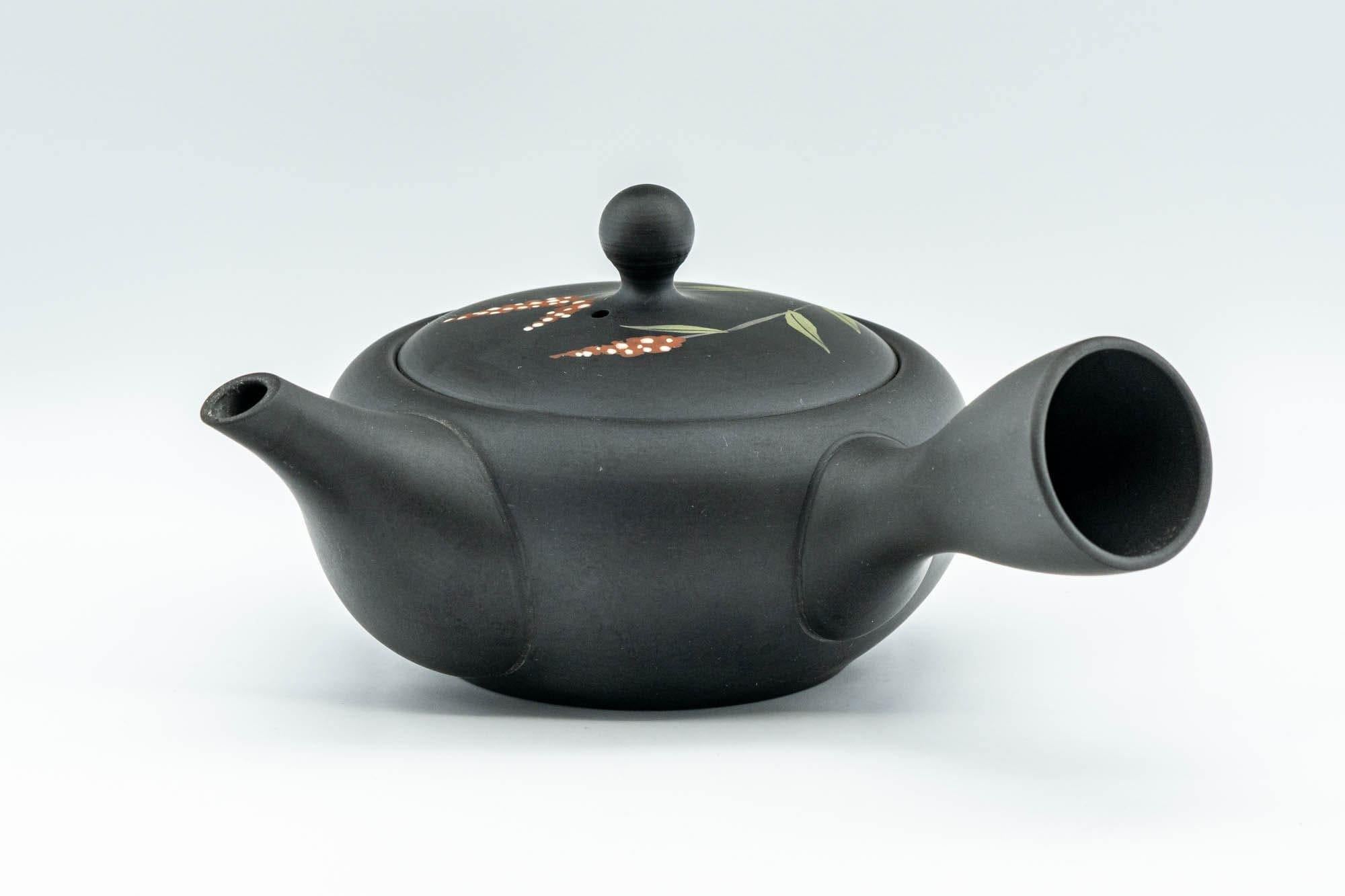 Japanese Kyusu - 昭萌 Shohou Koie Floral Kurodei Tokoname-yaki Obi-ami Teapot - 250ml