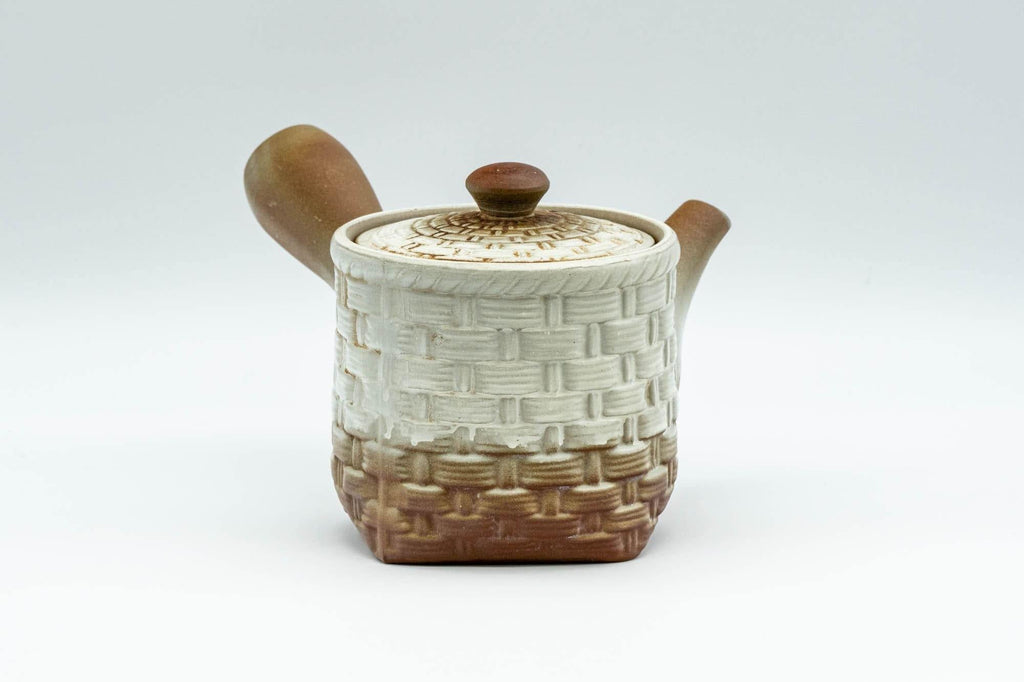 Japanese Kyusu - Brown and White Basket-patterned Teapot - 190ml