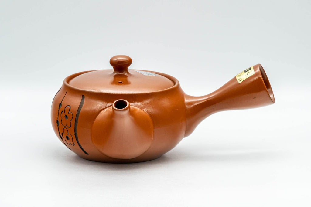 Japanese Kyusu - Floral Striped Tokoname-yaki Obi-ami Teapot - 320ml