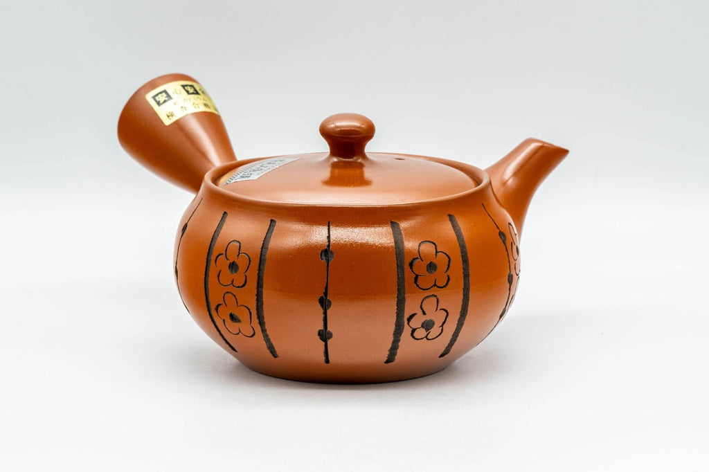 Japanese Kyusu - Floral Striped Tokoname-yaki Obi-ami Teapot - 320ml