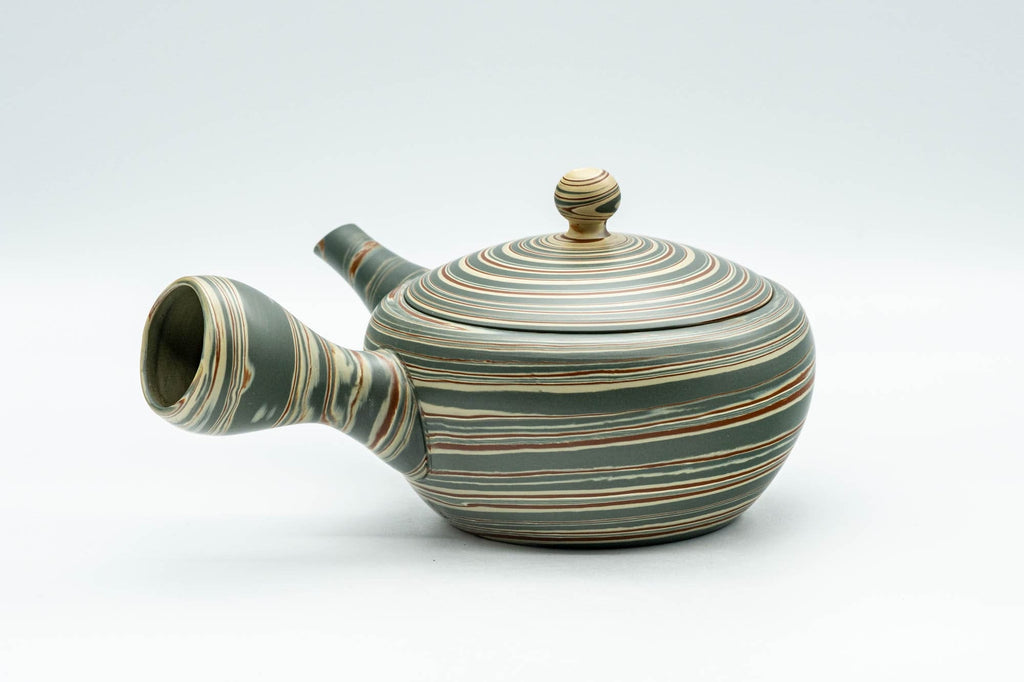 Japanese Kyusu - Green Nerikomi Tokoname-yaki Teapot - 250ml