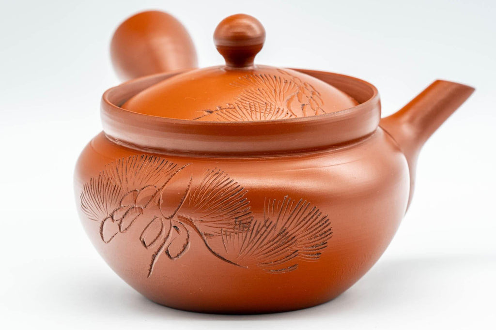 Japanese Kyusu - Engraved Collared Tokoname-yaki Teapot - 275ml