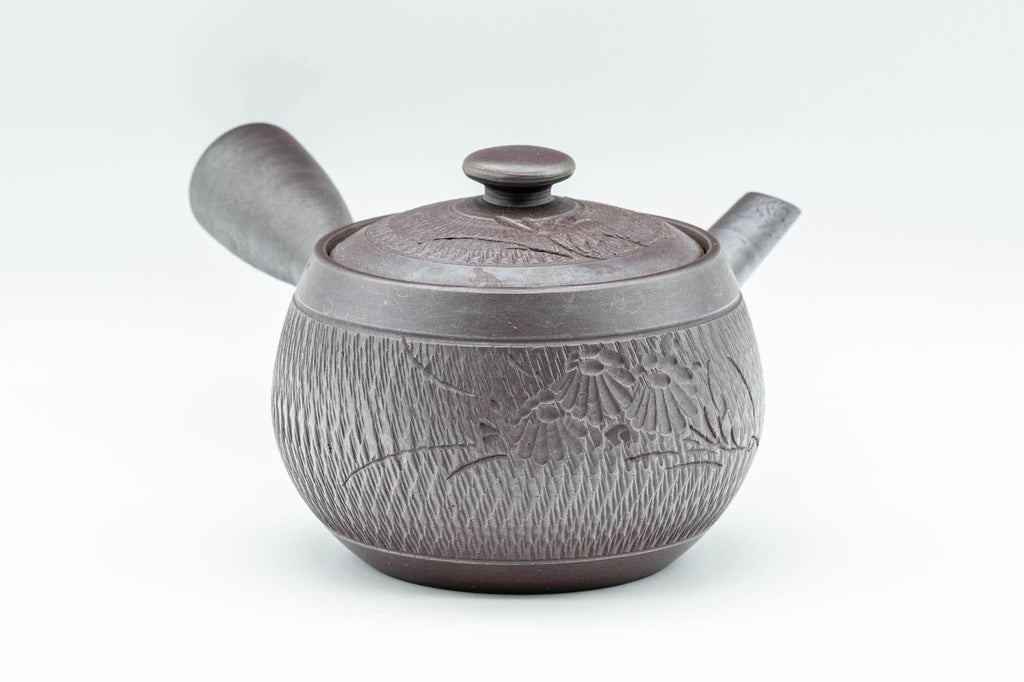 Japanese Kyusu - Engraved Banko-yaki Obi-ami 360 Strainer Teapot - 250ml