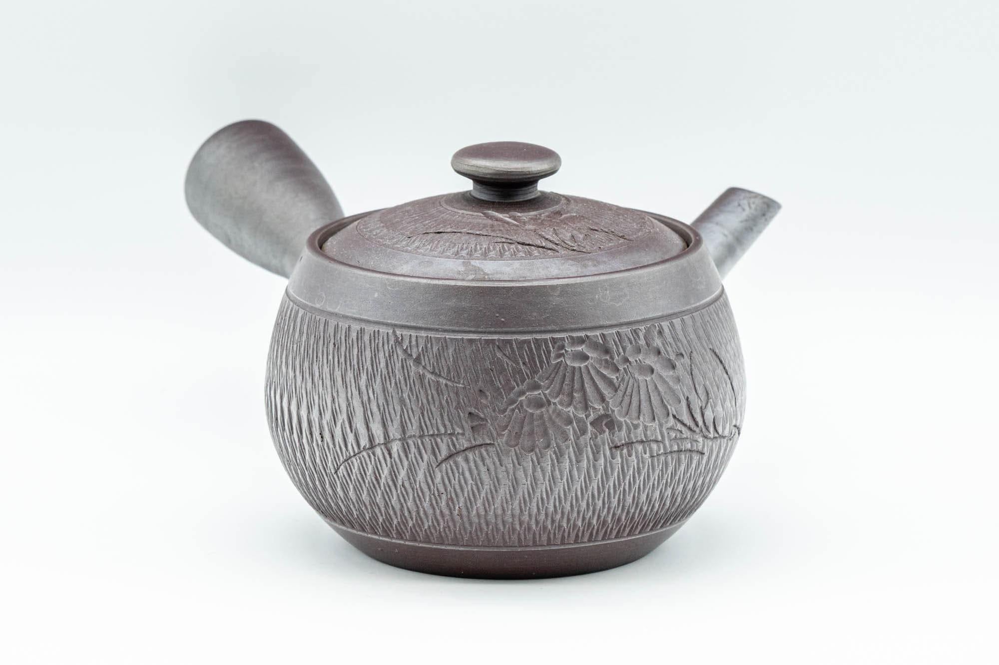 Japanese Kyusu - Engraved Banko-yaki Obi-ami 360 Strainer Teapot - 250ml