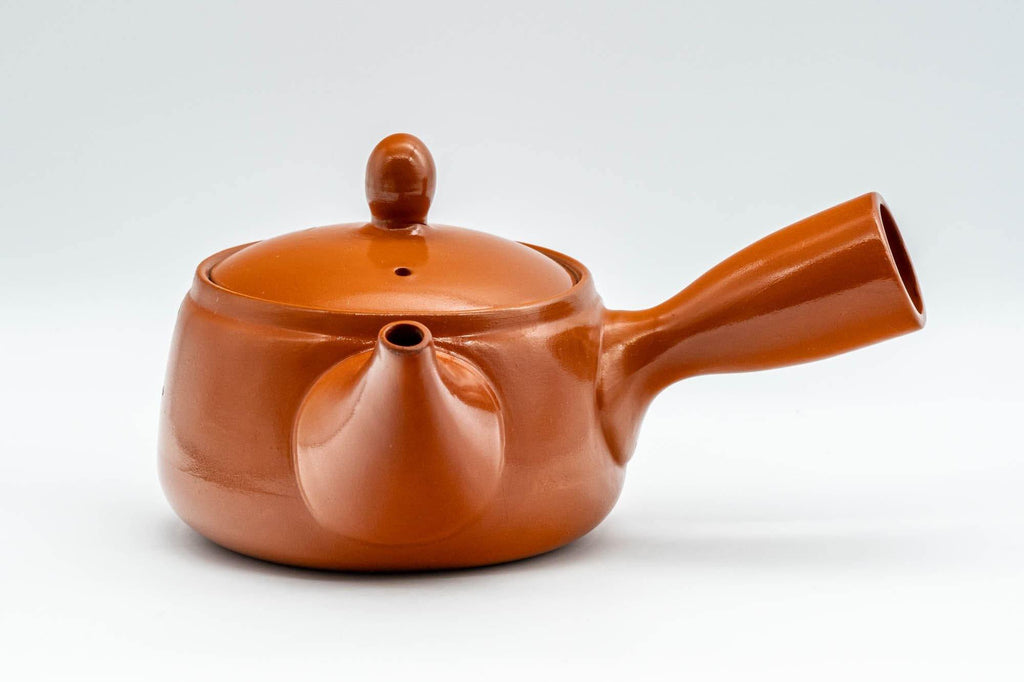 Japanese Kyusu - Engraved Floral Kanji Tokoname-yaki Teapot - 350ml
