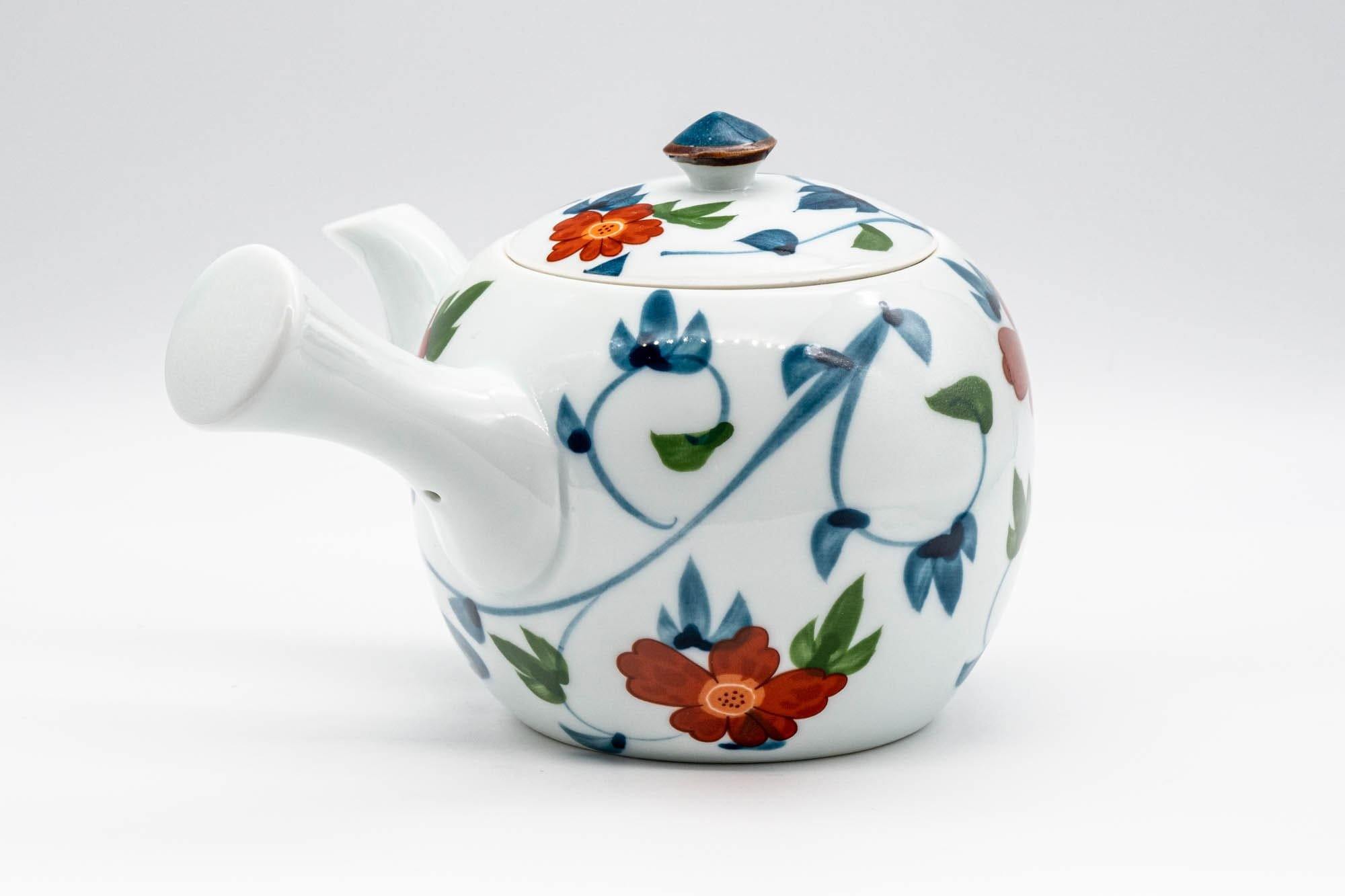 Japanese Kyusu - Floral White Porcelain Arita-yaki Teapot - 400ml