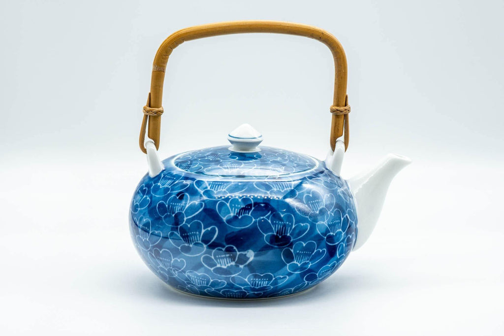 Japanese Dobin - Blue Floral Porcelain Arita-yaki Teapot - 500ml