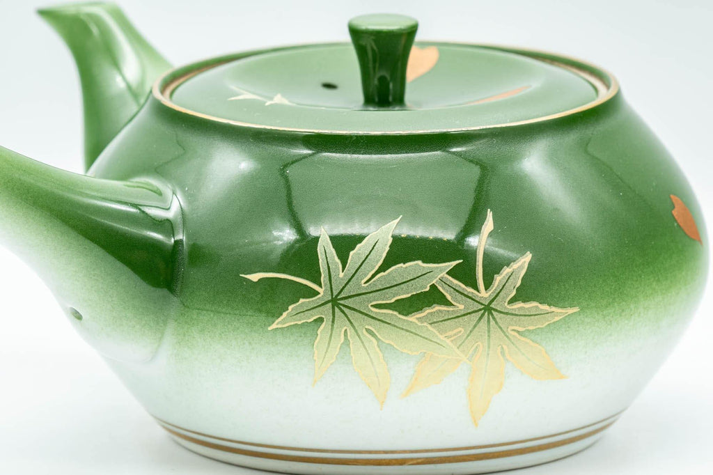 Japanese Kyusu - Green Momiji Porcelain Debeso Teapot - 300ml