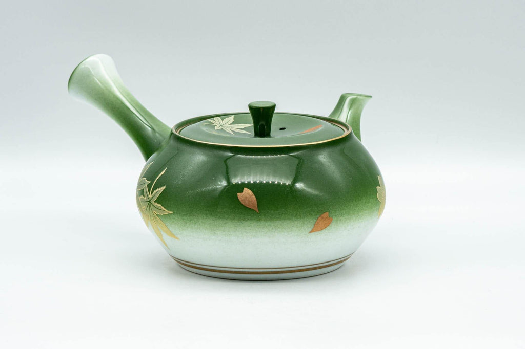 Japanese Kyusu - Green Momiji Porcelain Debeso Teapot - 300ml