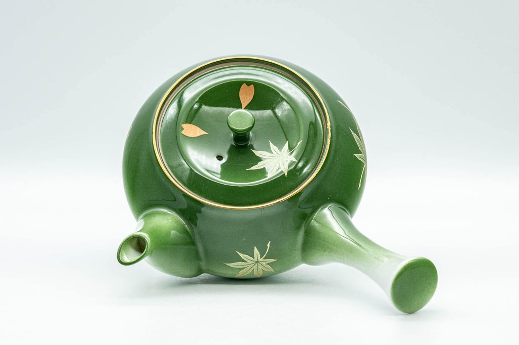 Japanese Kyusu - Green Momiji Porcelain Debeso Teapot - 300ml