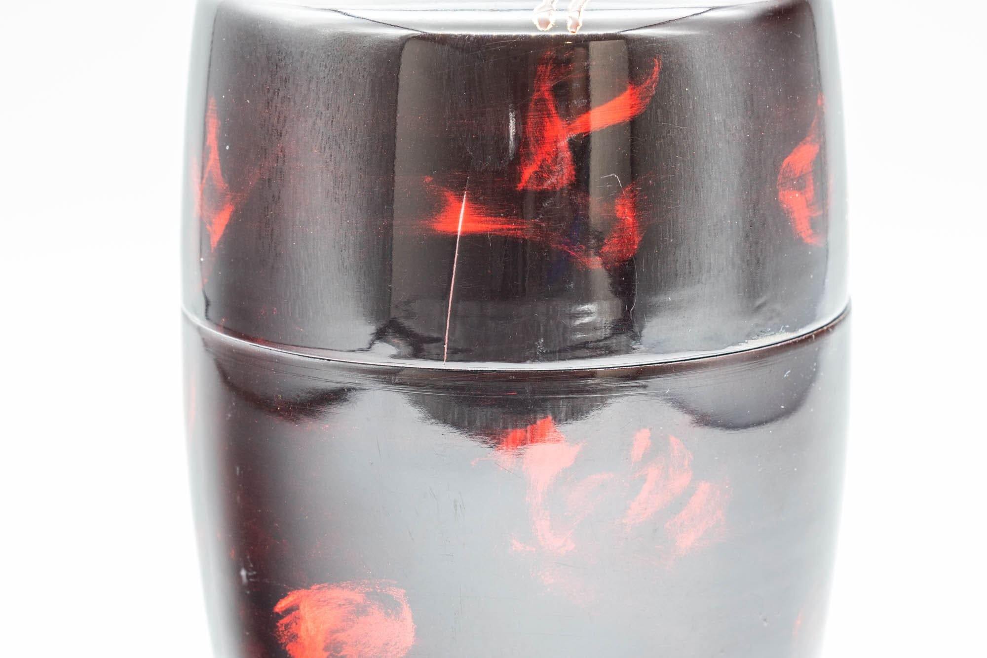Japanese Natsume - Large Red Gold Plastic Tea Caddy - 150ml