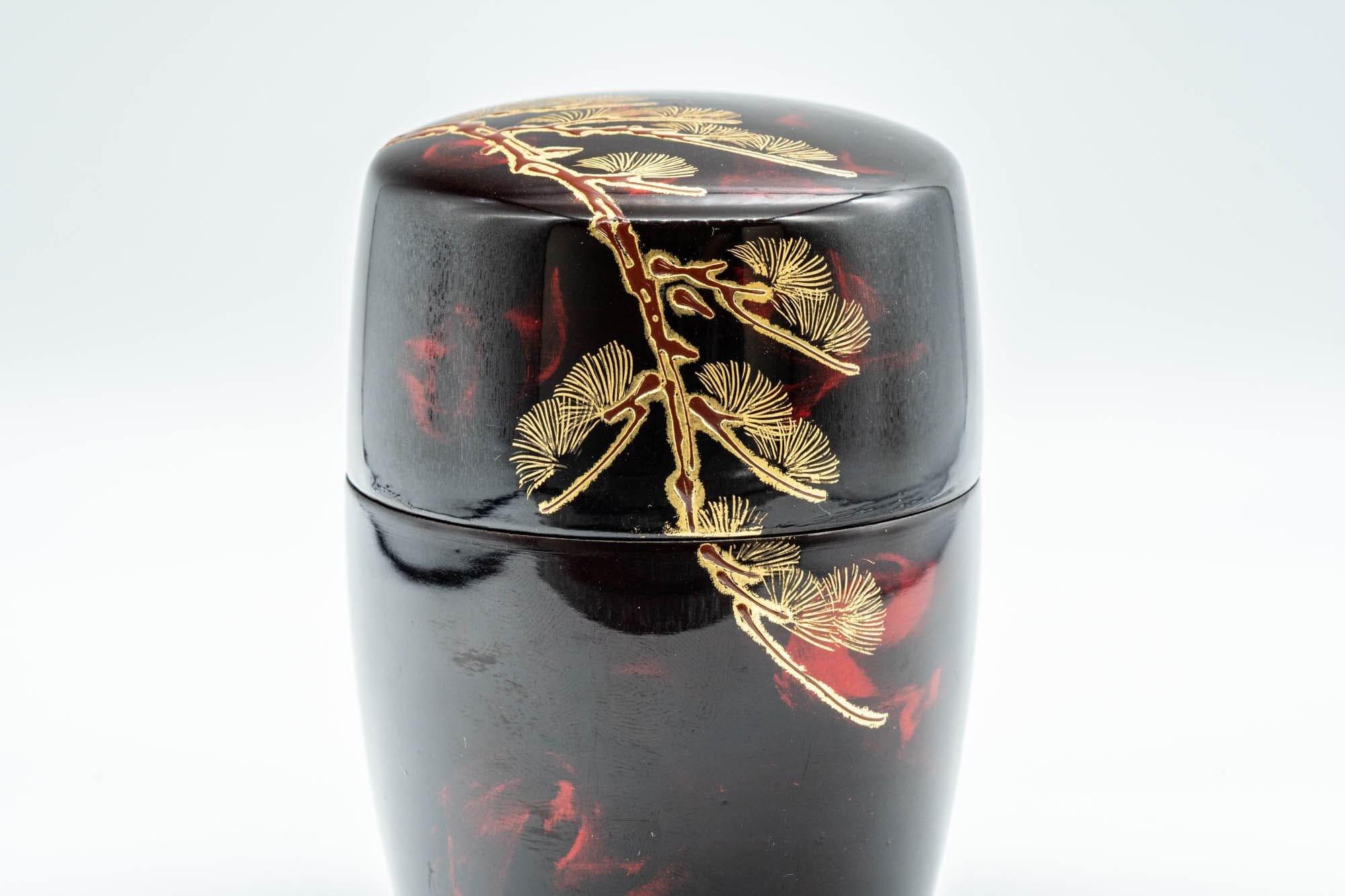 Japanese Natsume - Large Red Gold Plastic Tea Caddy - 150ml