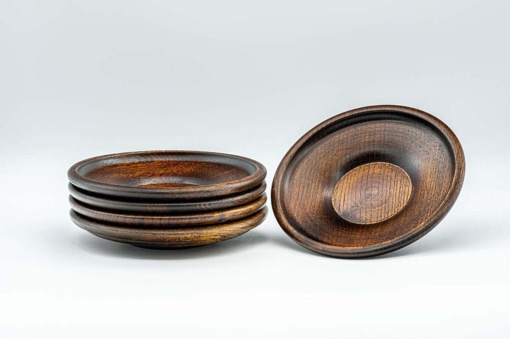 Japanese Chataku - Set of 5 Wooden Tea Saucers