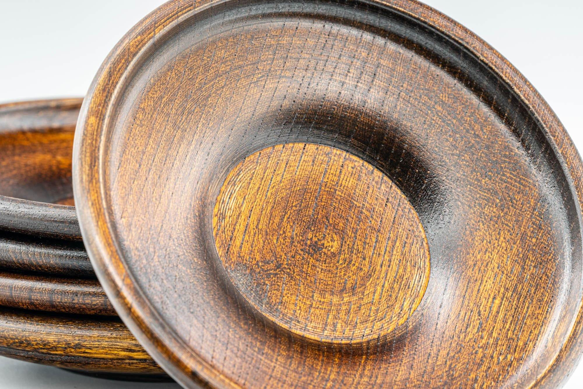 Japanese Chataku - Set of 5 Wooden Tea Saucers