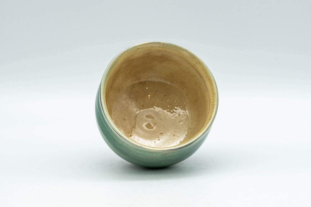 Japanese Teacup - Emerald Green Gold Speckled Yunomi - 80ml