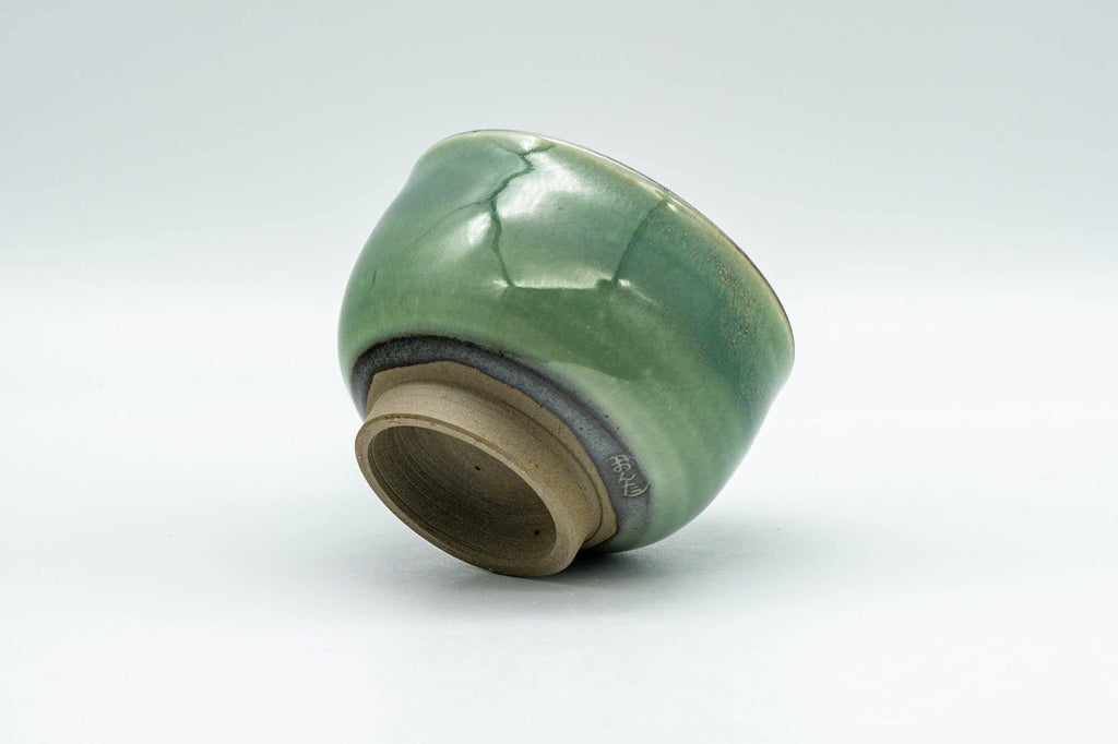Japanese Teacup - Emerald Green Gold Speckled Yunomi - 80ml