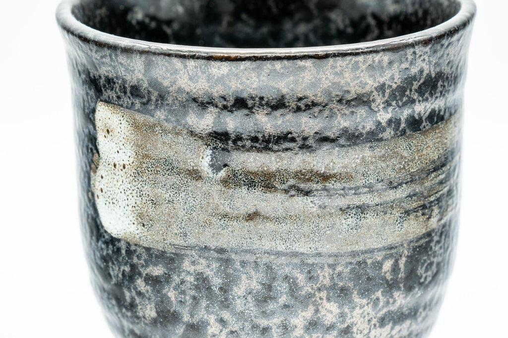 Japanese Teacup - Hakeme Spotted Black Glazed Yunomi - 180ml