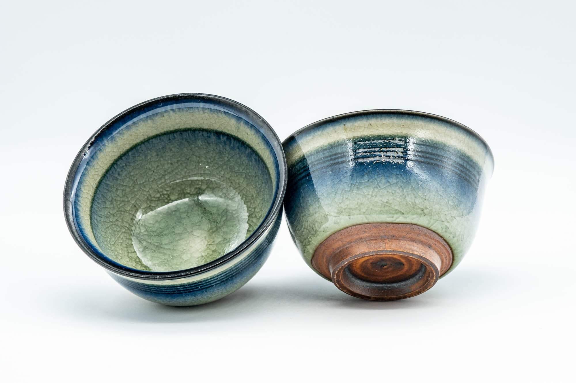 Japanese Teacups - Pair of Celadon Snowflake Glazed Yunomi - 100ml