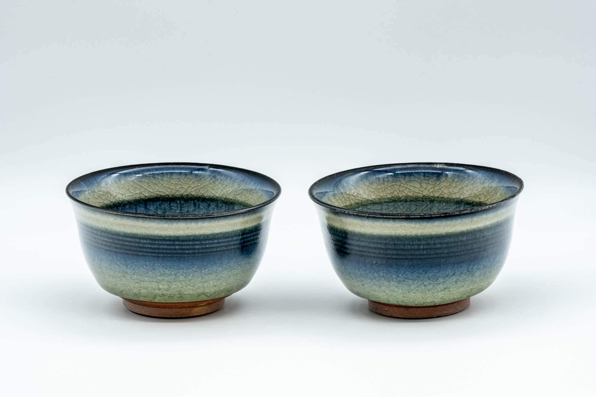 Japanese Teacups - Pair of Celadon Snowflake Glazed Yunomi - 100ml