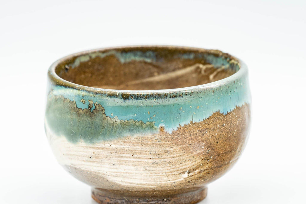 Japanese Teacups - Set of 3 Hakeme Turquoise Yunomi - 75ml