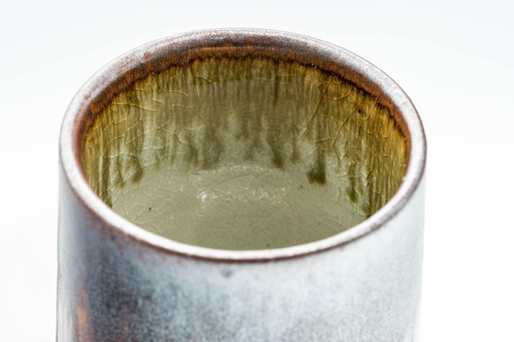 Japanese Teacups - Pair of Drip-Glazed Lidded Meoto Yunomi