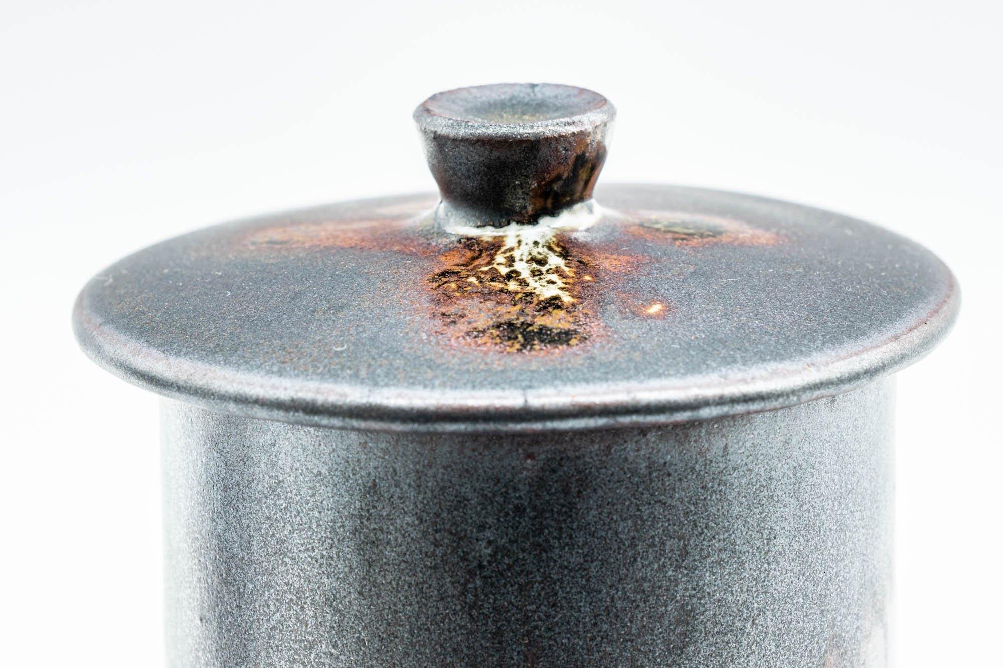 Japanese Teacups - Pair of Drip-Glazed Lidded Meoto Yunomi