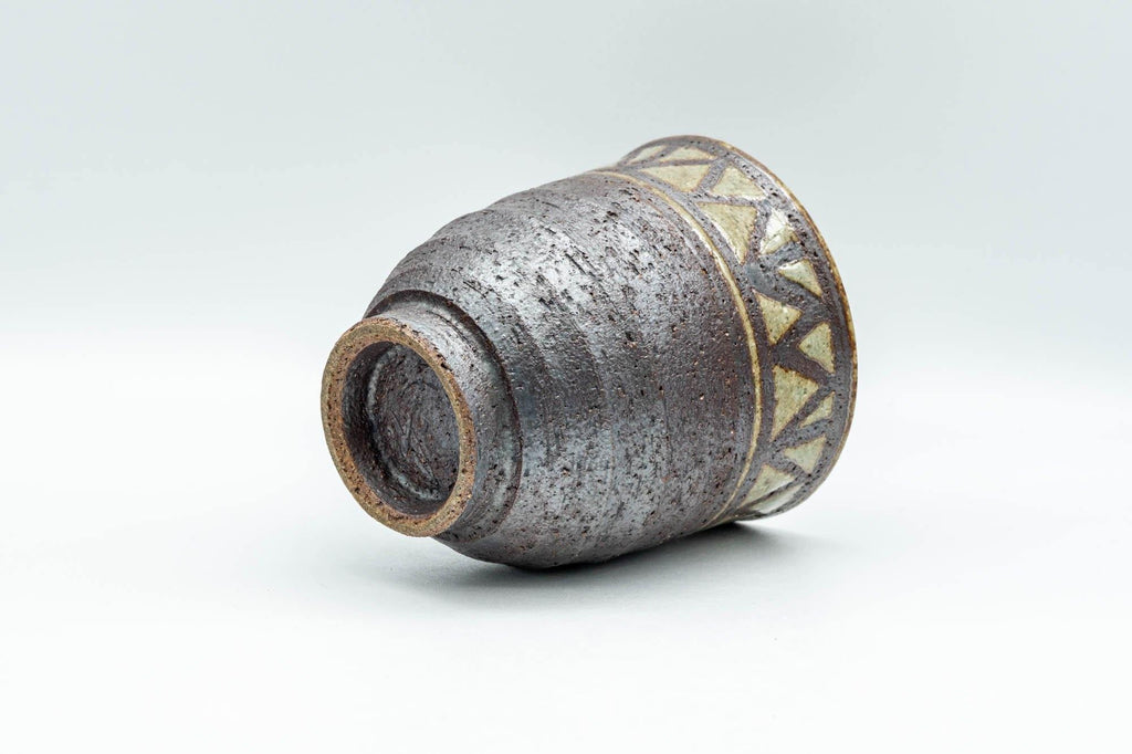 Japanese Teacup - Beige Stoneware Patterned Yunomi - 180ml