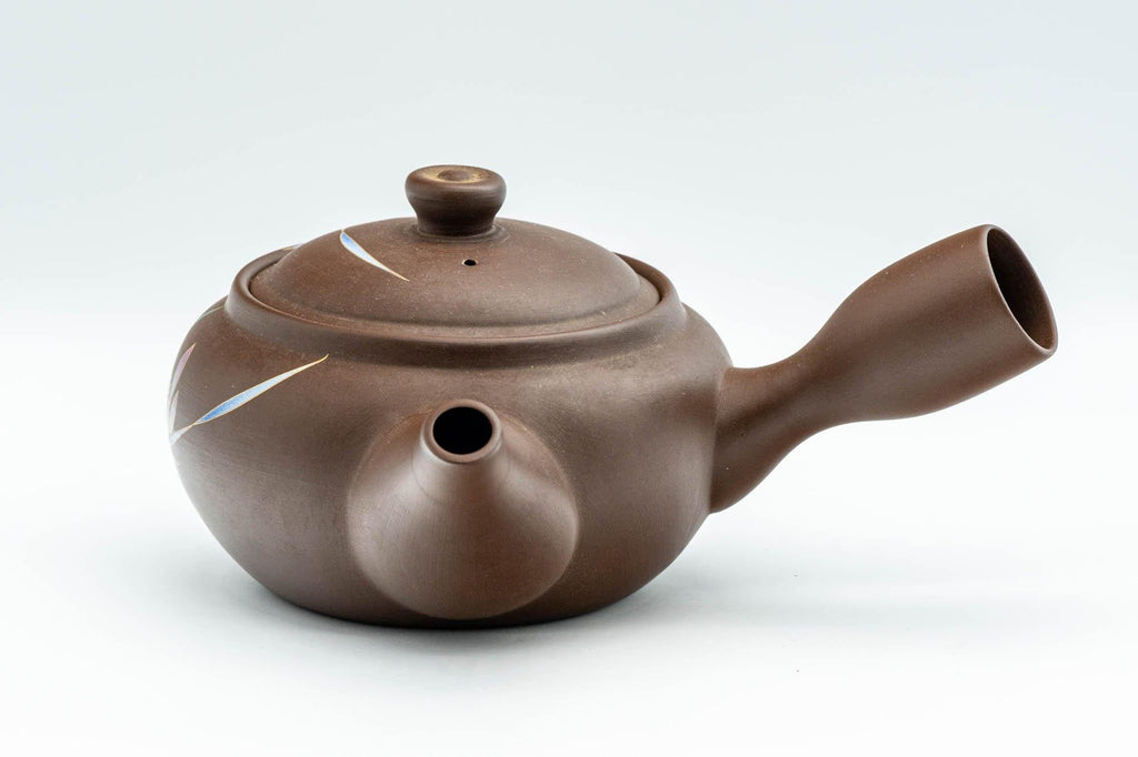 Japanese Kyusu - Floral Pattern Clay Teapot with Fine Mesh Strainer - 400ml