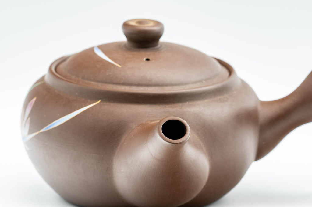 Japanese Kyusu - Floral Pattern Clay Teapot with Fine Mesh Strainer - 400ml